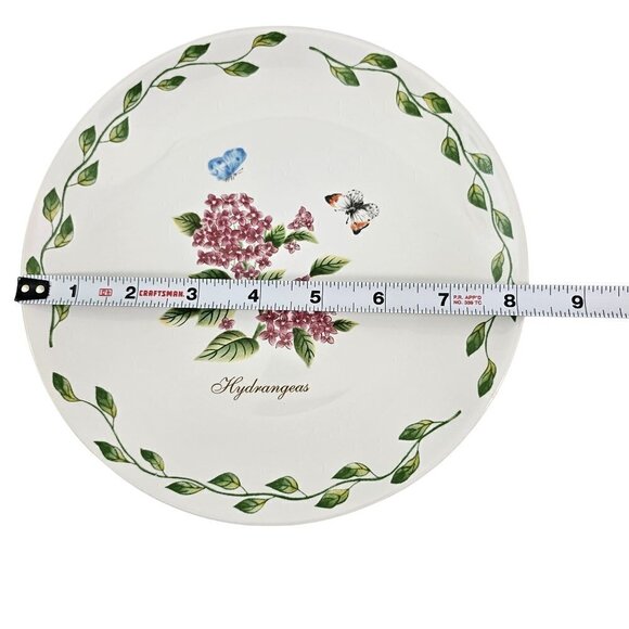 Royal Norfolk Hydrangeas Butterflies 8” Ceramic Salad Luncheon Plates – Set of 3 - Picture 6 of 13